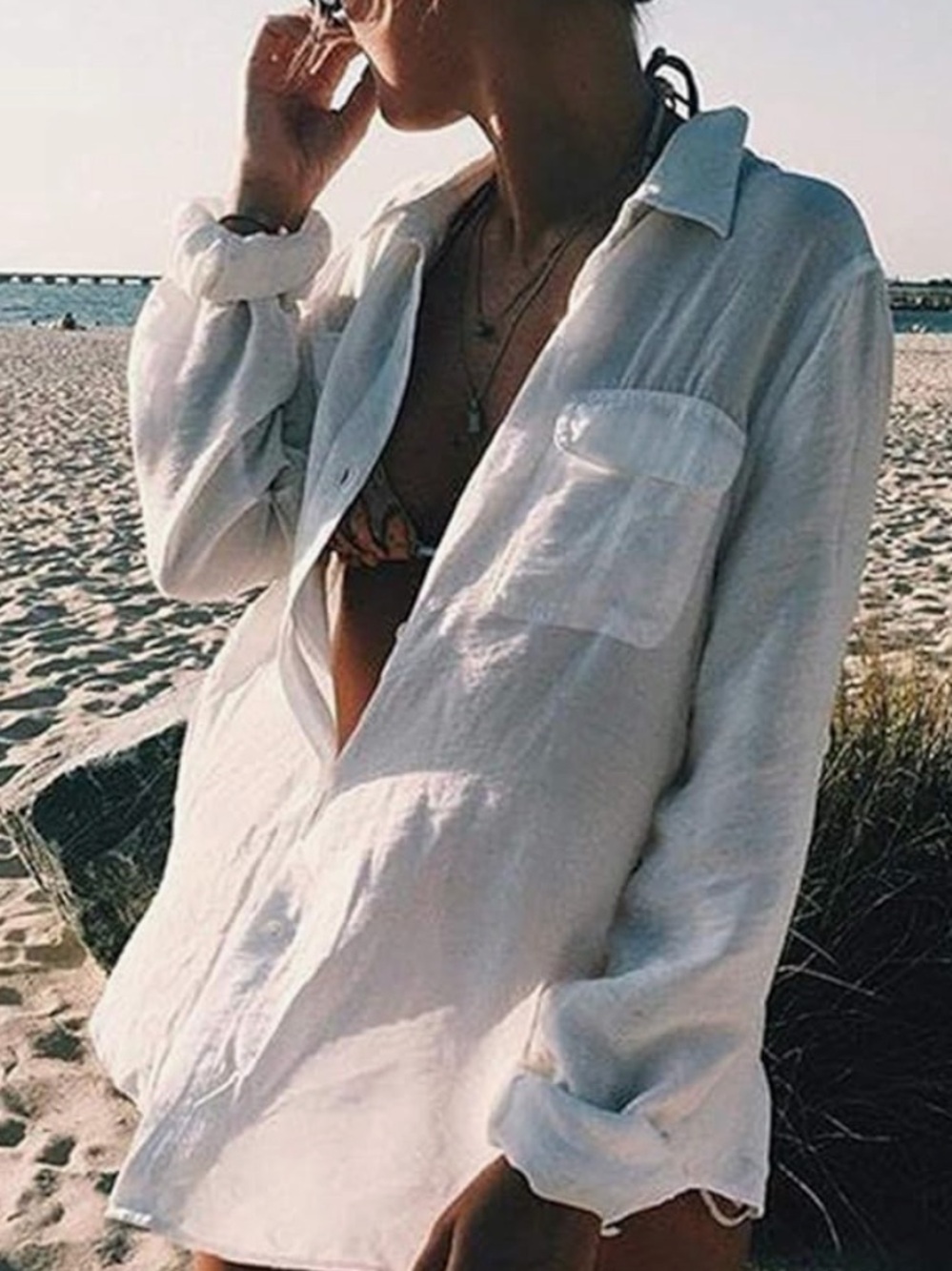 White Lightweight Men's Button-Up Shirt